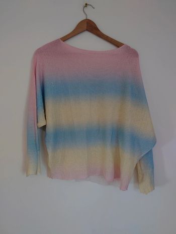 Haut mi saison manches longues chauve souris loose arc en ciel pastel - dressing trié par tailles