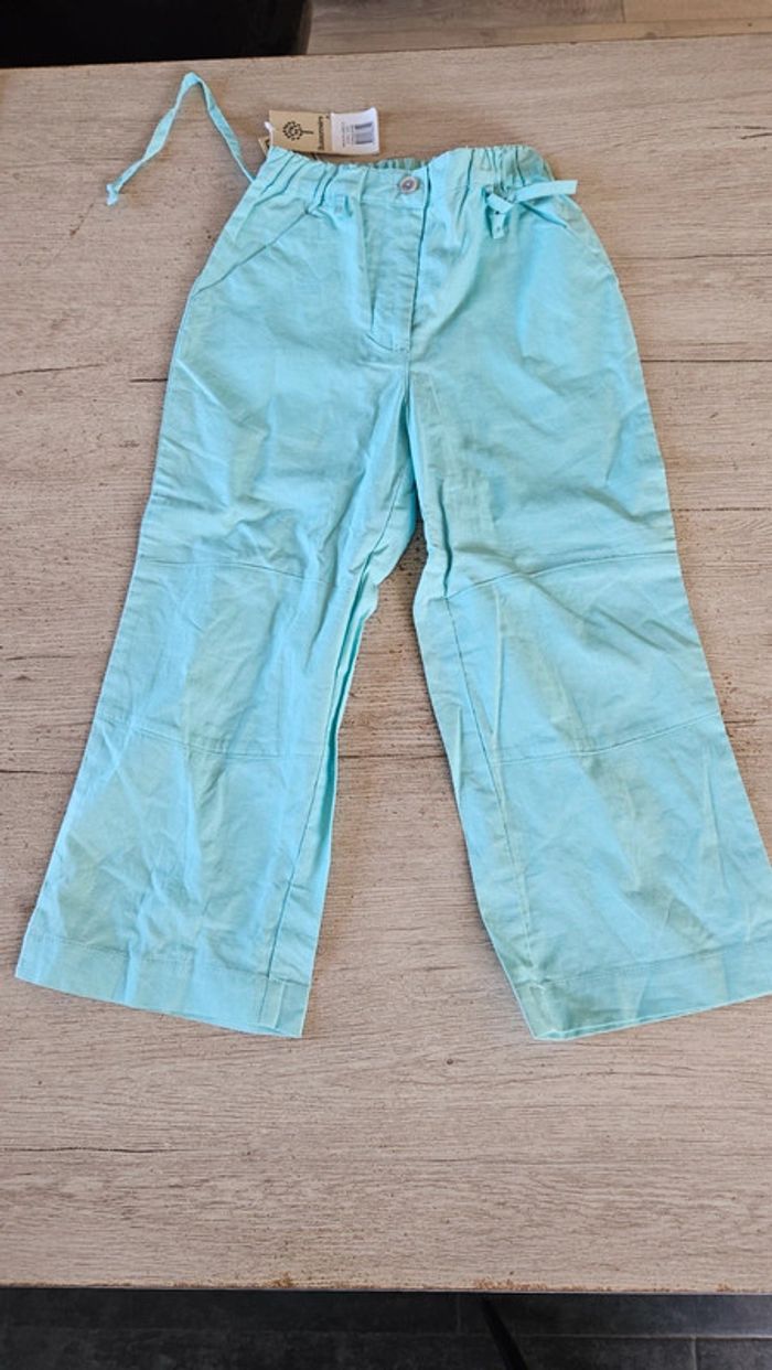 Pantalon large en lin/coton, turquoise, Buissonnière, 6 ans, neuf