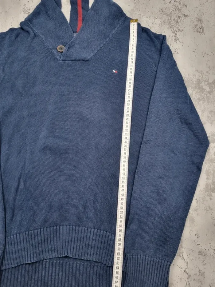 Pull col châle Tommy Hilfiger Bleu Marine – Taille L Homme (mesures en photos) - photo numéro 6