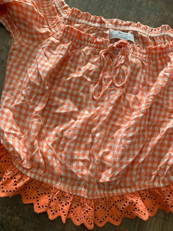 Blouse orange vichy - photo numéro 2