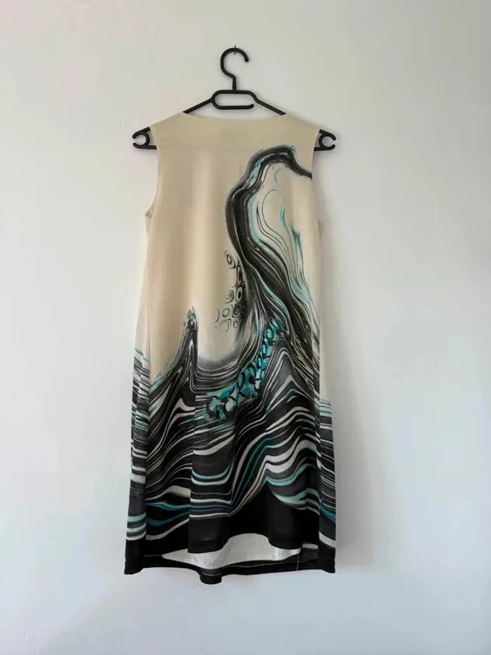 Robe Courte - Motif Vagues Abstraites - Style Original - Taille S - photo numéro 2