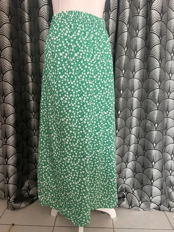 Jupe longue fleurie verte M/L - photo numéro 4