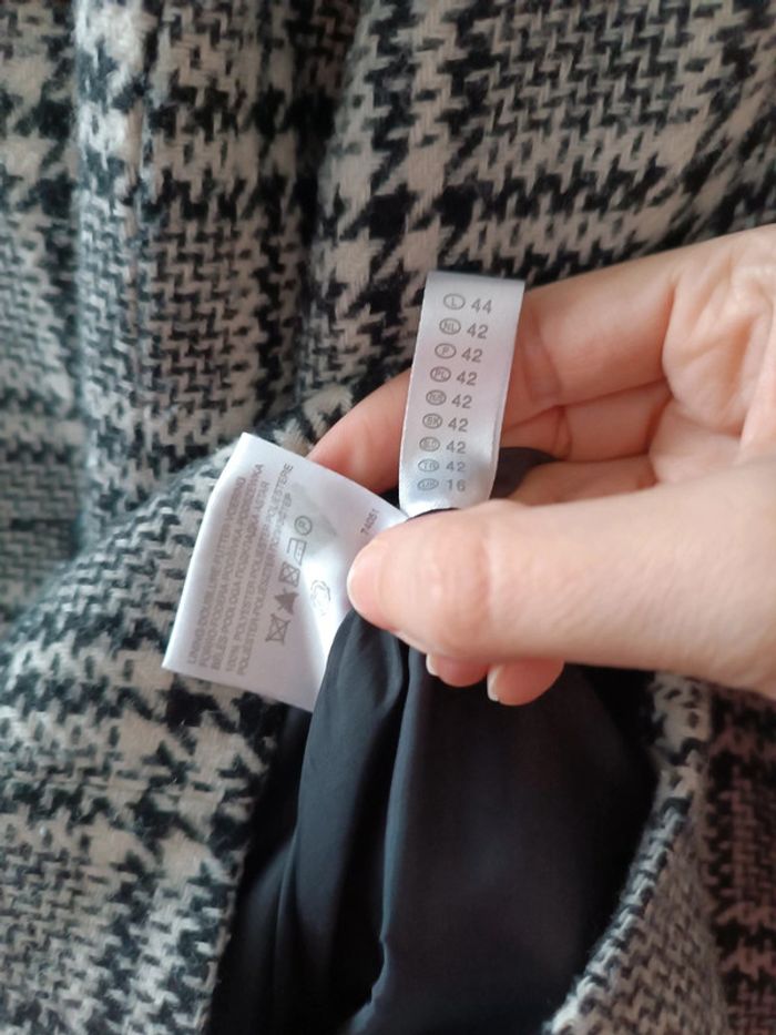 Veste/manteau à carreaux - pied de poule - blanc et noir - taille 42 - photo numéro 5