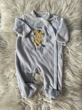 Pyjama velours mixte gris/tigre taille 3 mois