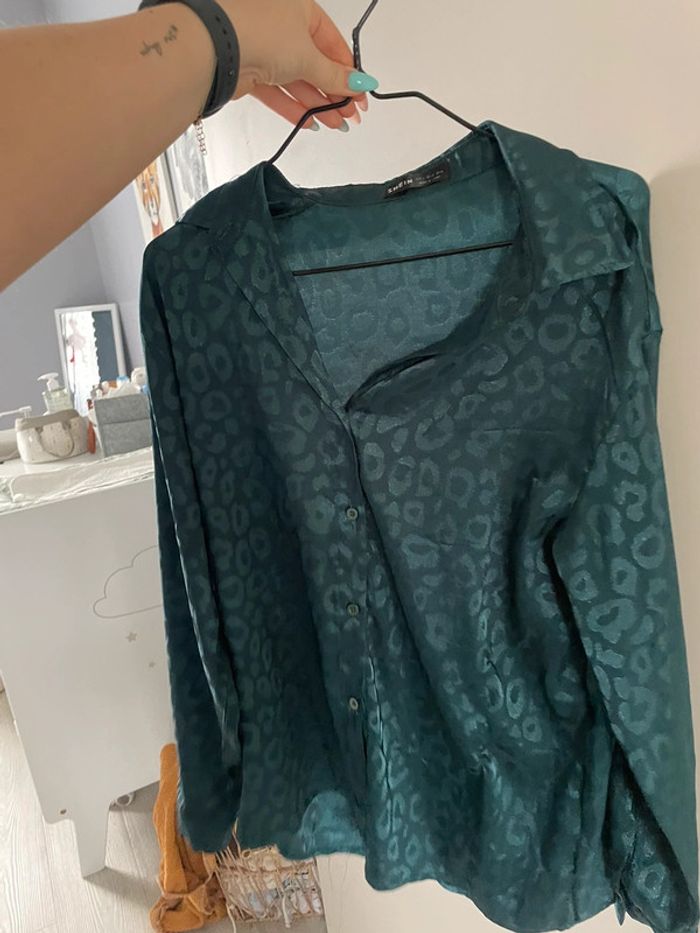 Chemisier blouse vert crocodile shein