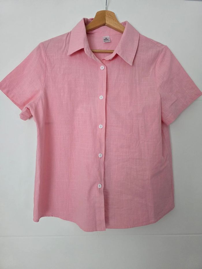 Chemise manches courtes rose