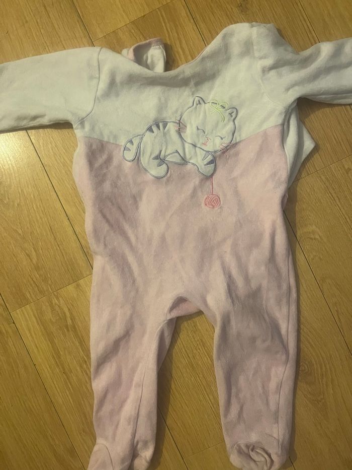 pyjama 1 pièce bébé fille gemo 18 mois rose chat brodé - photo numéro 1