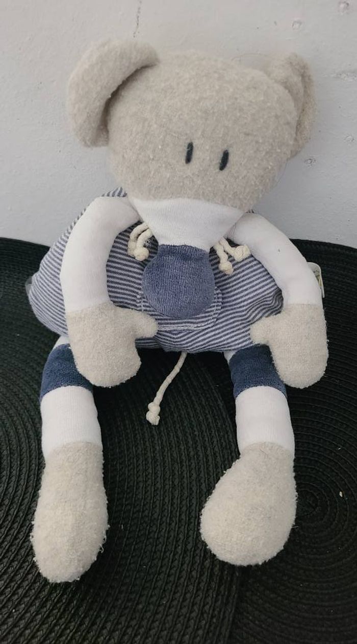 Peluche souris Bébé Confort rayé bleu blanc gris