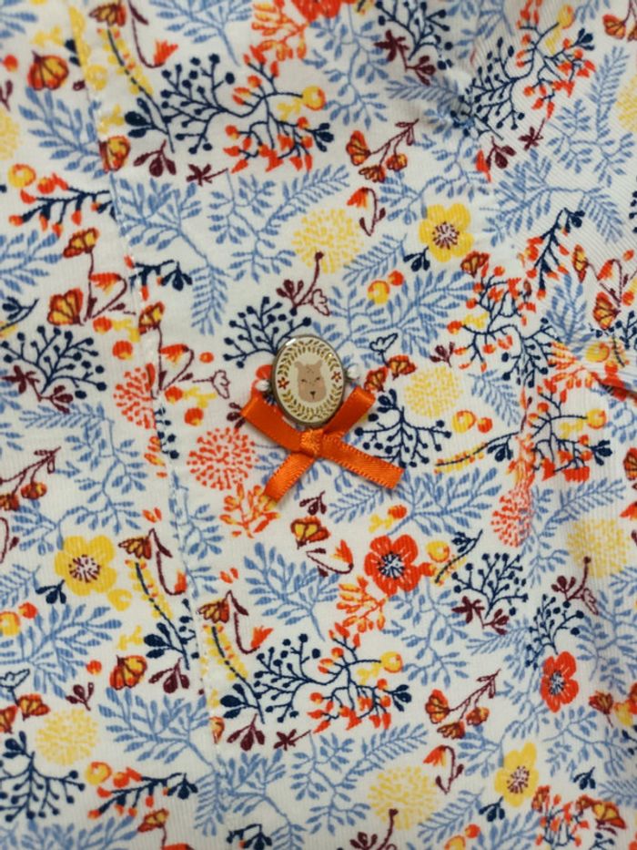 Jolie robe doublée en velours fleuri Liberty & col Claudine Sergent Major taille 11 ans - photo numéro 3