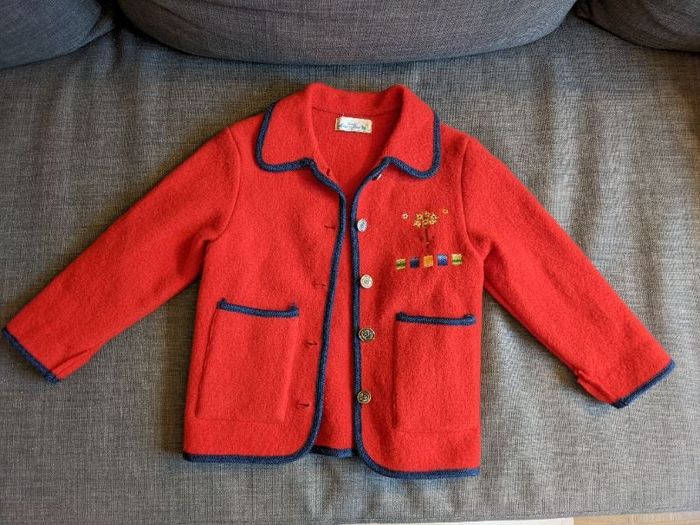 Veste en laine rouge 12 ans Jeudi après-midi