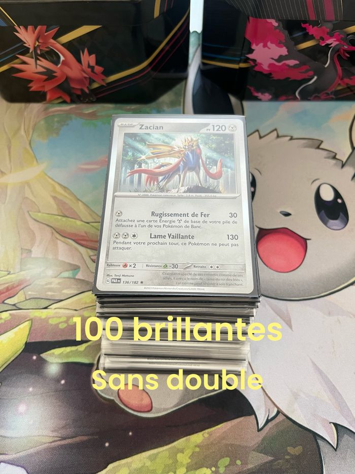 Lot 100 cartes Pokémon brillantes sans double