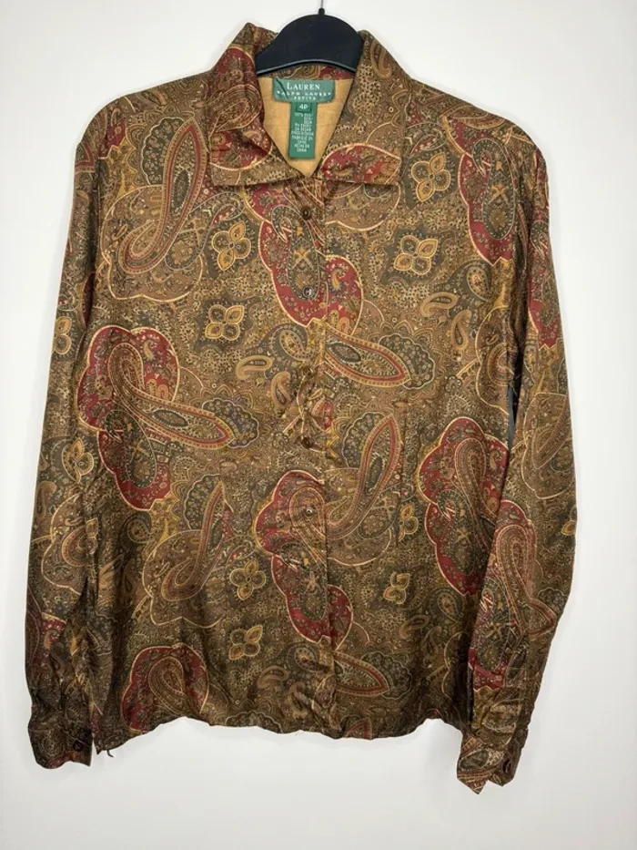 🍂 Chemise Vintage Lauren/ Ralph Lauren 100% soie - TS 🍂 - photo numéro 2