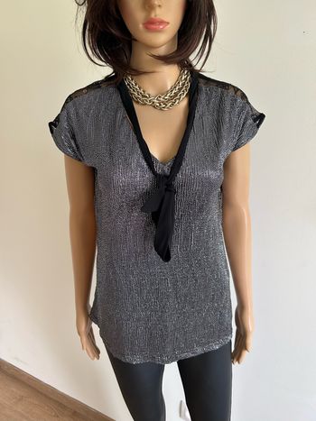 Haut argenté et noir à manches courtes Morgan taille XS jamais porté
