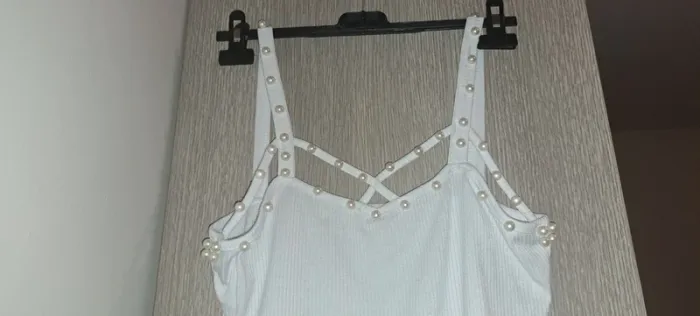Débardeur blanc perlé - Taille M/L - photo numéro 2