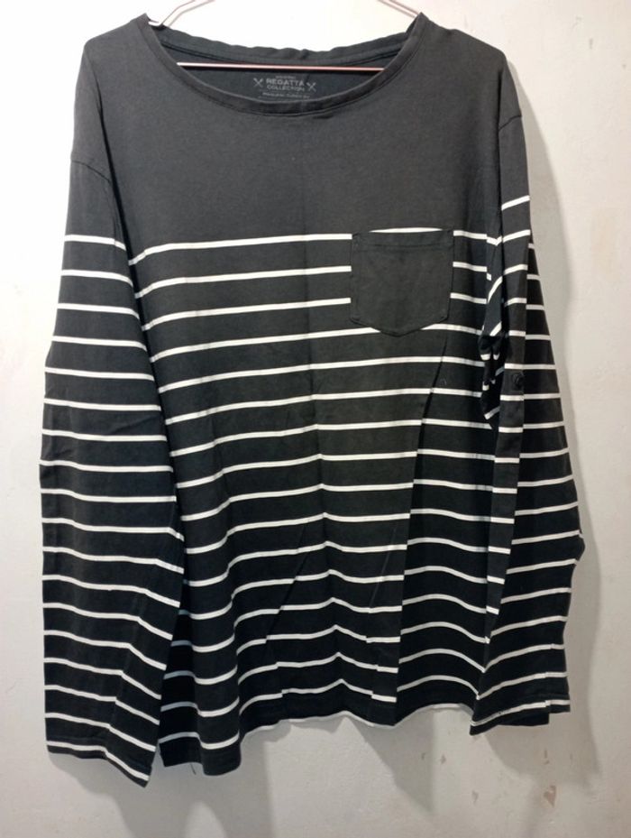 Tee shirt homme coton marine rayé blanc - photo numéro 2