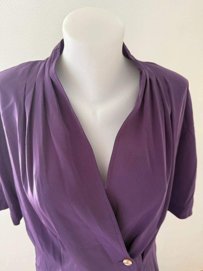 Blouse vintage prune en très bon état taille 42 fléses - photo numéro 4