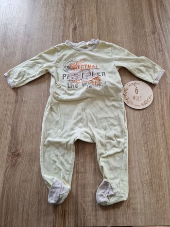 Pyjama/Grenouillère Kitchoun 6 mois - Vert Clair Motif Jungle