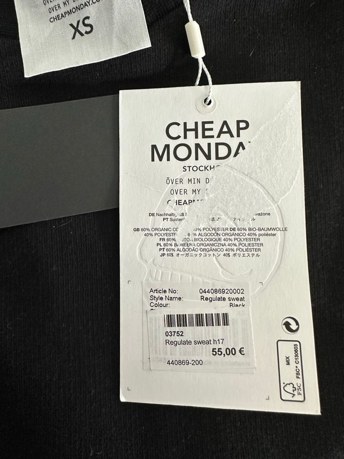 Sweatshirt pull noir décolleté dans le dos Cheap Monday Neuf t34 xS - photo numéro 3