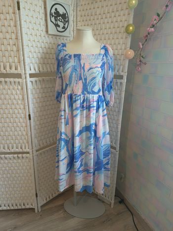 🌸jolie robe mi-longue French Connection  imprimé pastel femme TL/ 40 