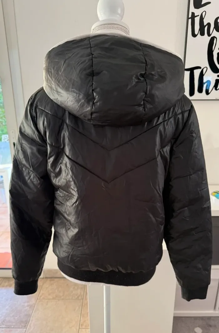 Maje Doudoune Noire Capuche Léopard Taille 36/38 - photo numéro 4