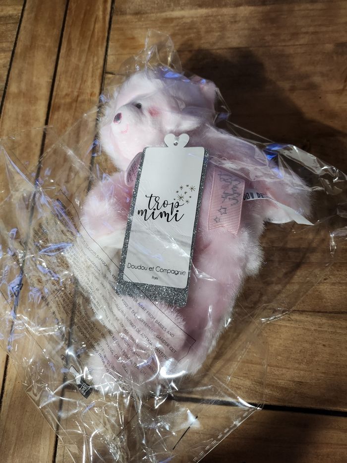 Ours Trop Mimi rose avec doudou plat - photo numéro 3