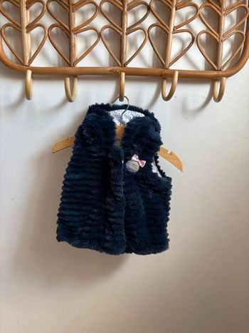 Doudoune sans manche avec capuche bleue 3 mois