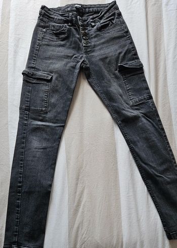 jean 4 boutons skinny Liberto taille haute délavée  gris et noir taille 38