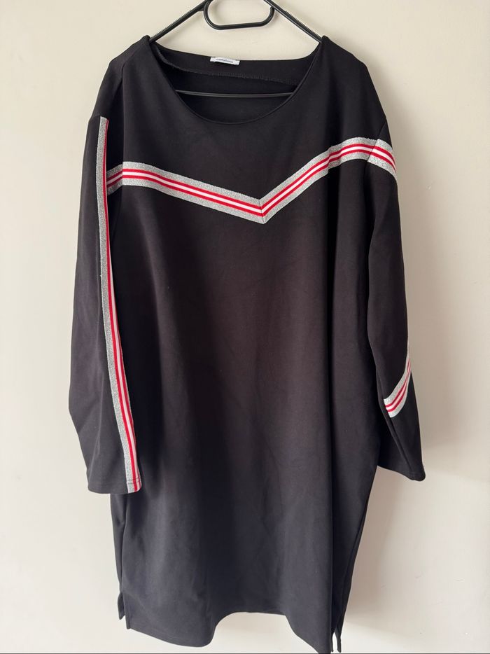👗robe pull noir argenté - taille 56 castaluna - très bon état