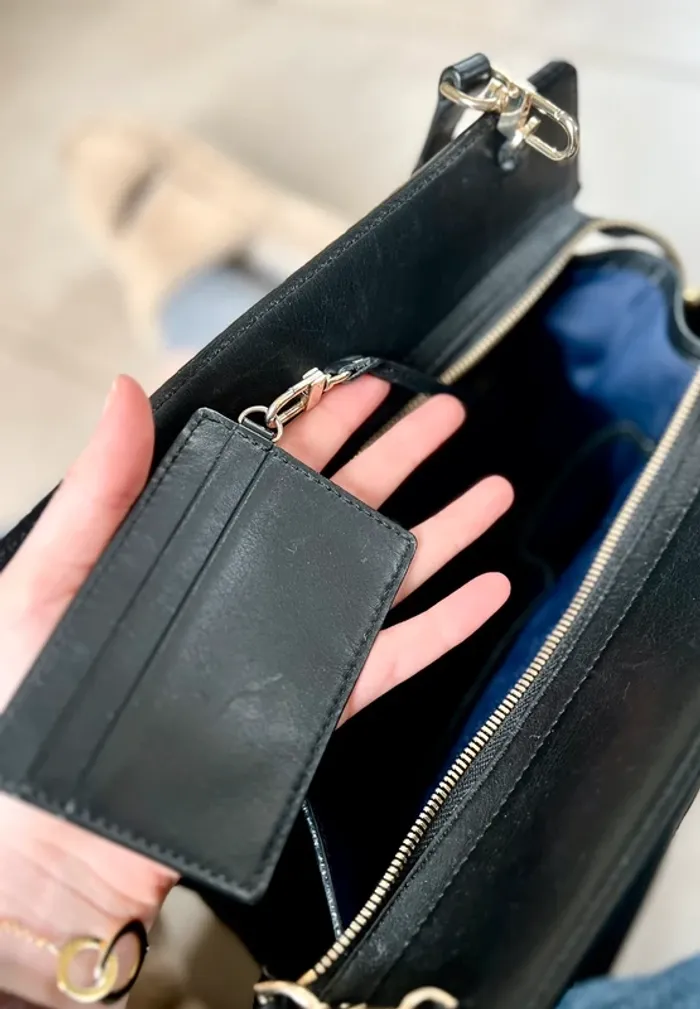Sac à main noir, en cuir, avec porte carte, Le Tanneur - photo numéro 8