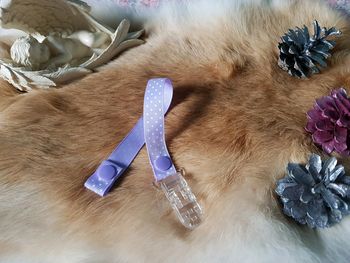Attache tétine neuve mauve