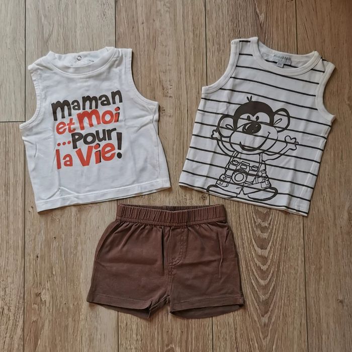 Ensemble débardeurs short marron Kimbaloo 6 mois - photo numéro 2