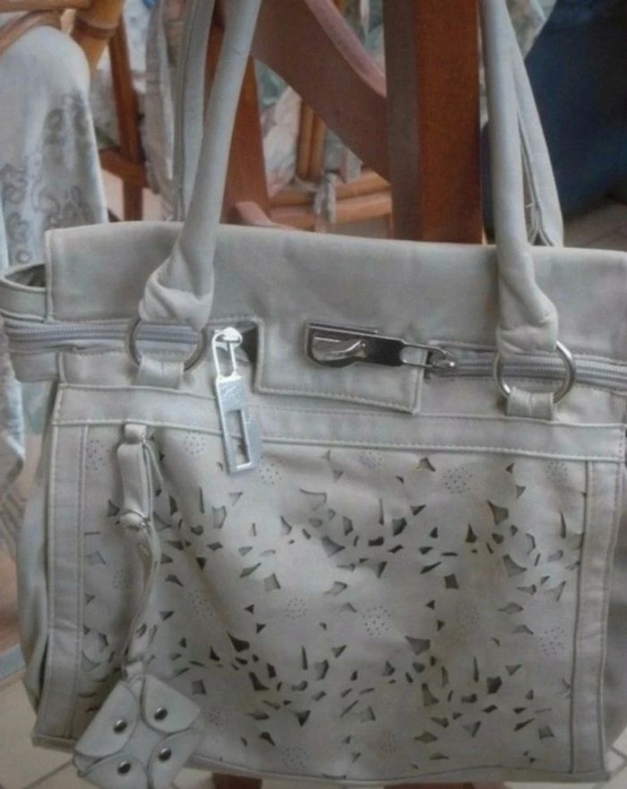 Sac à main beige fleurs - photo numéro 4