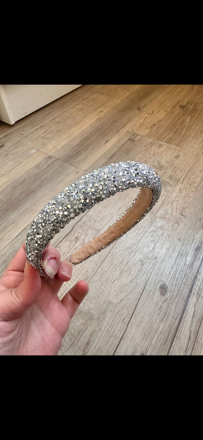 Serre tête large strass argenté enfant et adulte