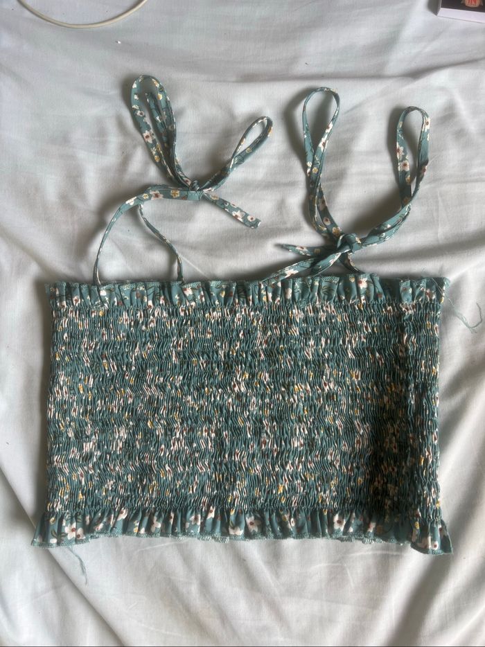 Crop top vert à fleurs SHEIN — taille 36