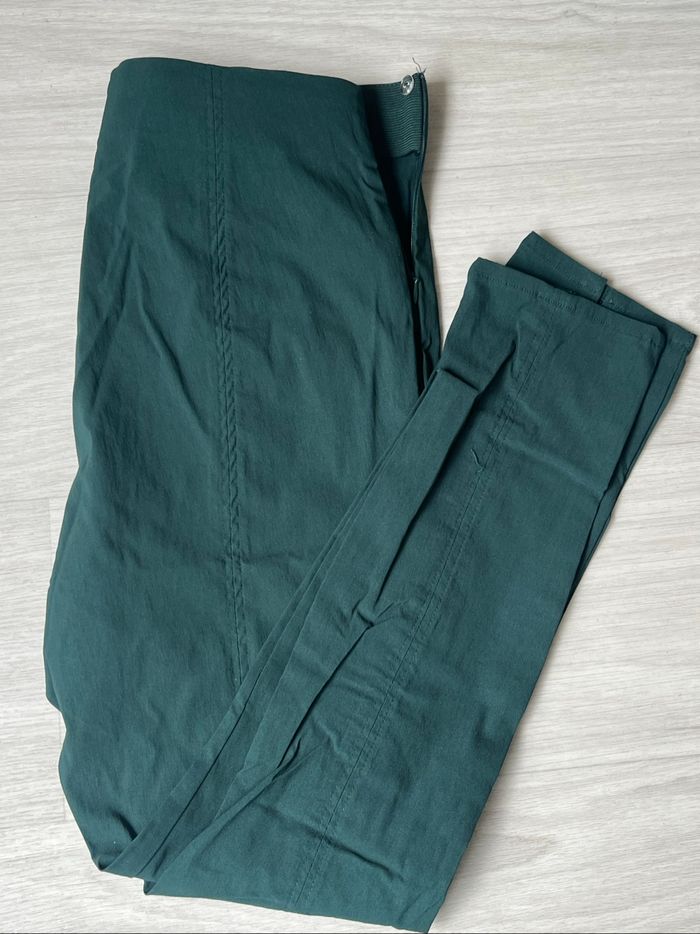 Pantalon élastique ourlet fendu vert H&M - photo numéro 2