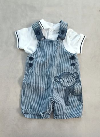 Ensemble salopette et polo manches courtes garçon - 3 mois