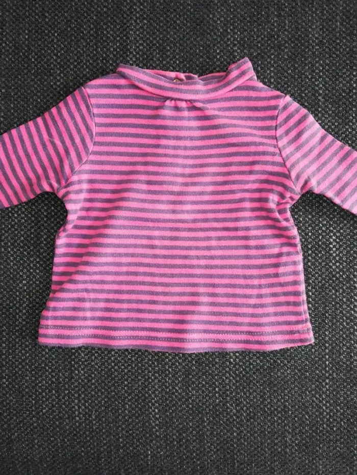 Lot de deux jolis tee-shirts sous pulls, bébé fille, 3mois - photo numéro 5