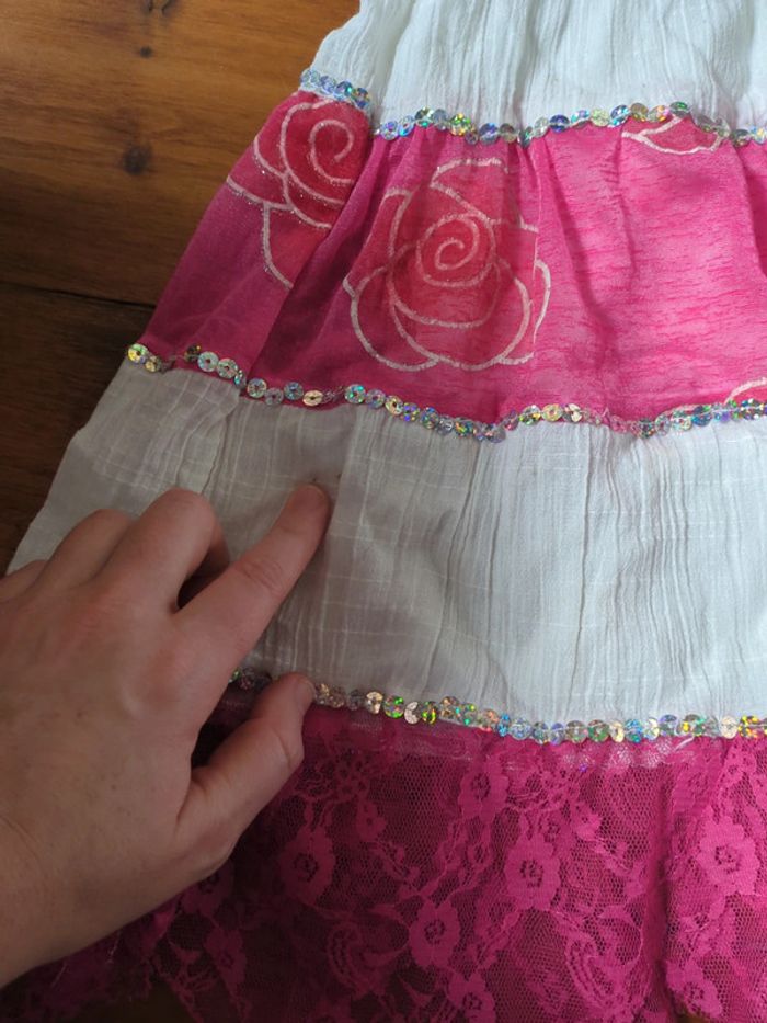 Jupe blanc rose bohème 12 ans - photo numéro 2