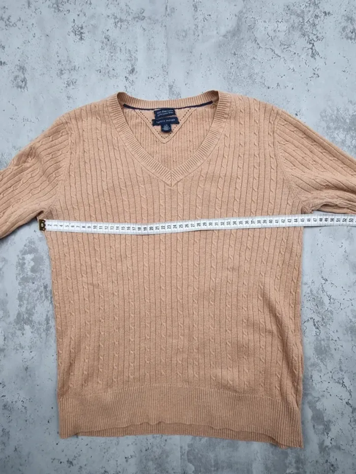 Pull col V torsadé beige Tommy Hilfiger – Taille L Femme (mesures en photos) - photo numéro 9