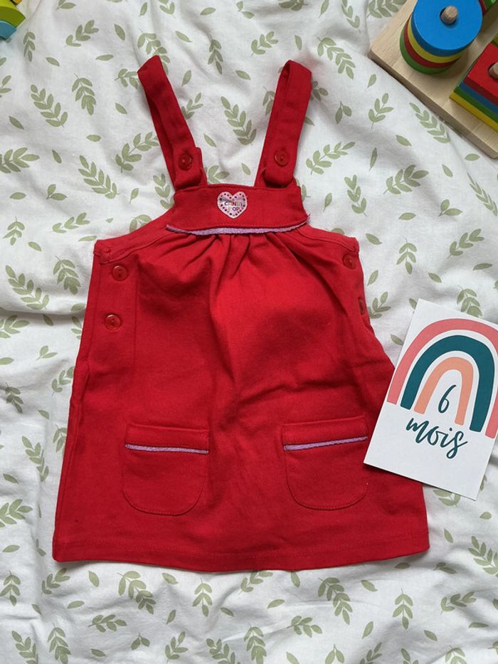 robe salopette rouge pommette 6 mois - photo numéro 2
