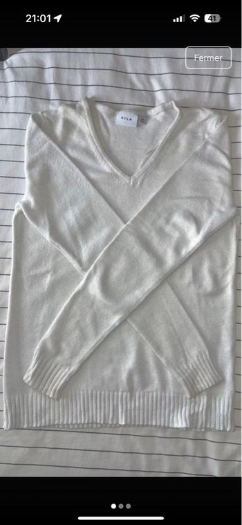 Pull col V blanc ajusté Vila taille XS très bon état / neuf
