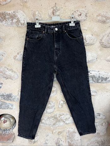 Zara - Jean noir délavé taille haute style boyfriend mom comme neuf