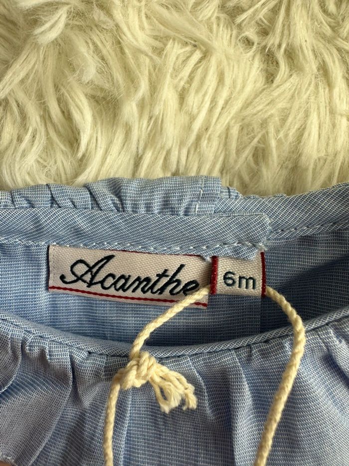 Blouse bleue à col Acanthe taille 6 mois - photo numéro 3