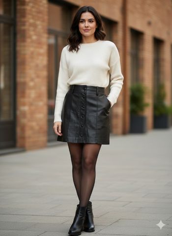 Jupe courte en CUIR d’agneau Sud Express - État Neuf 195€