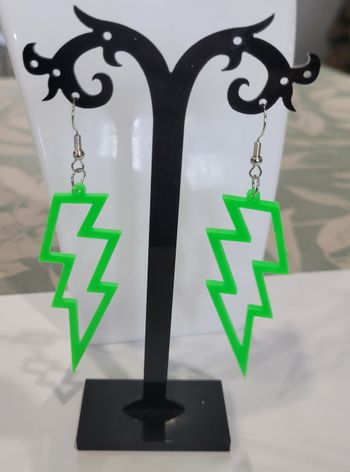 BOUCLES D'OREILLES ECLAIR VERT FLUO DISCO ANNEE 80 ! NEUF!
