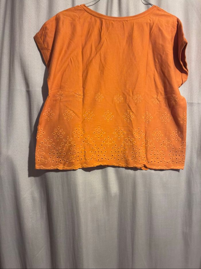 T shirt brodé orange - photo numéro 2
