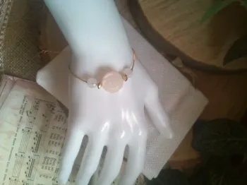 Bracelet fin en quartz rose et pierre de lune