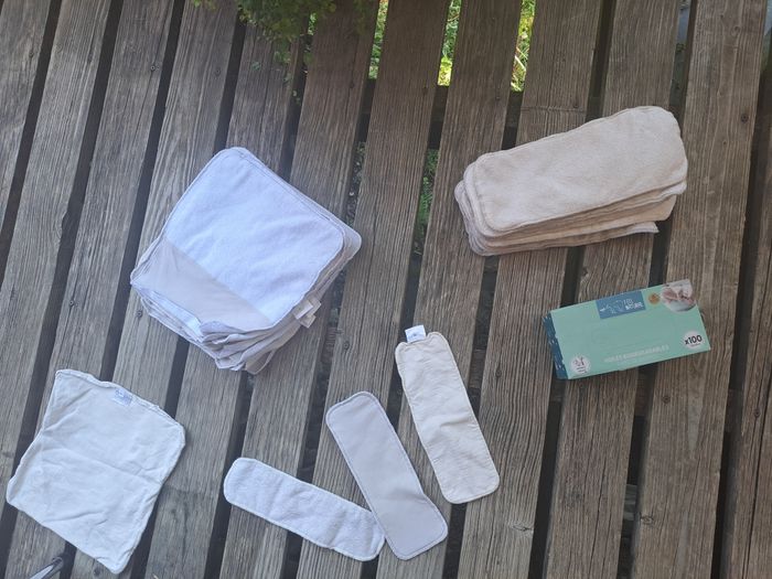 Lot de langes t2 hamac ,11 synthétiques et 11 cotons + boite neuve de 100 voiles + 4 langes simple - photo numéro 4