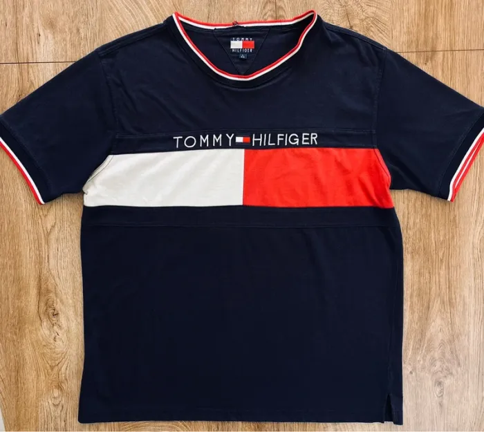 T.shirt bleu marine, blanc, rouge Tommy Hilfiger pour homme, taille L - photo numéro 2