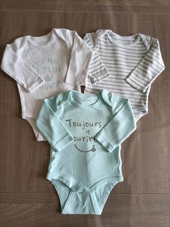 Lot de 3 bodies manches longues Gémo 3 mois